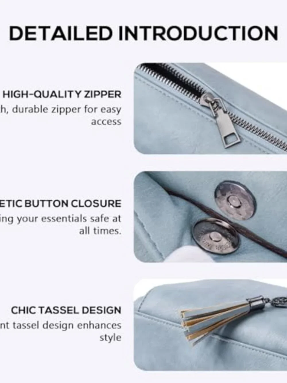 Vegan Leather Crossbody Bag with RFID Wallet, Medium Multi-Pocket Purse